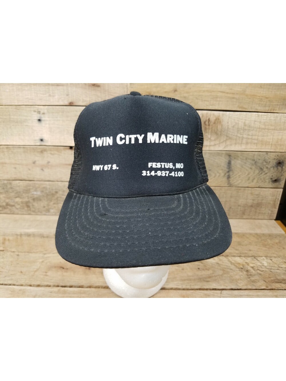 Twin City Marine Festus Missouri Snap Back Trucker Hat Used Black
